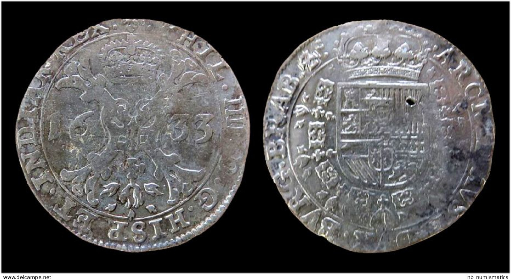 Southern Netherlands Brabant Philip IV AR Patagon 1633 Brussel Mint - 1556-1713 Paesi Bassi Spagnoli