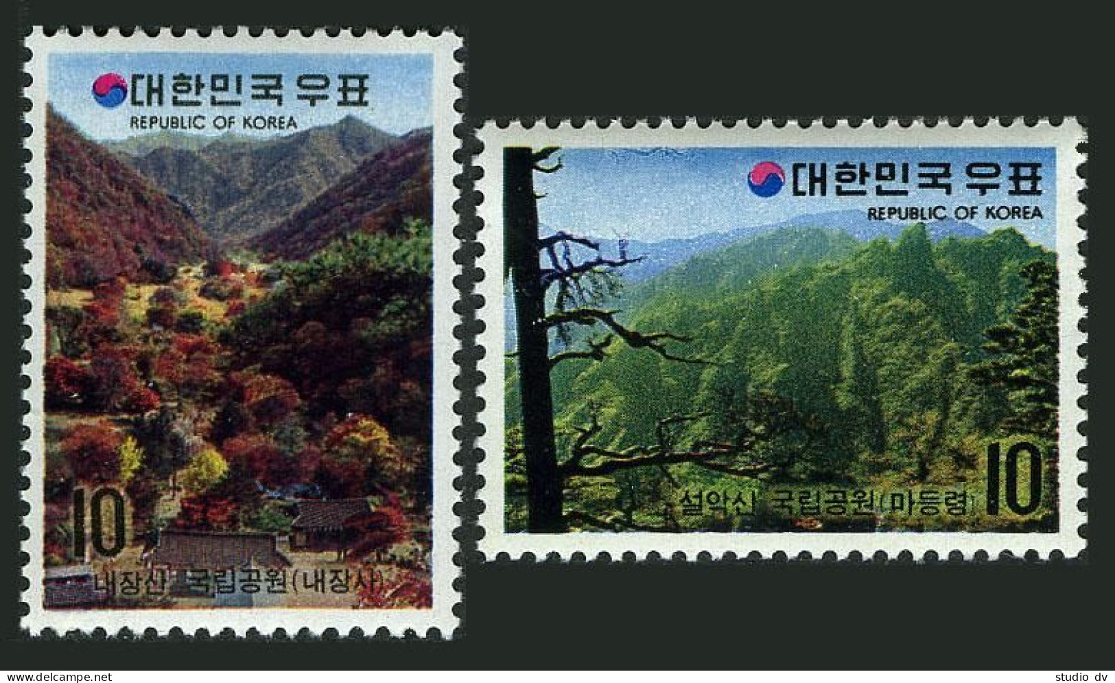 Korea South 842-843,MNH.Michel 857-858.Mt.Naejang Park,Temple;Mt Sorang,Madeungryong - Corea Del Sur