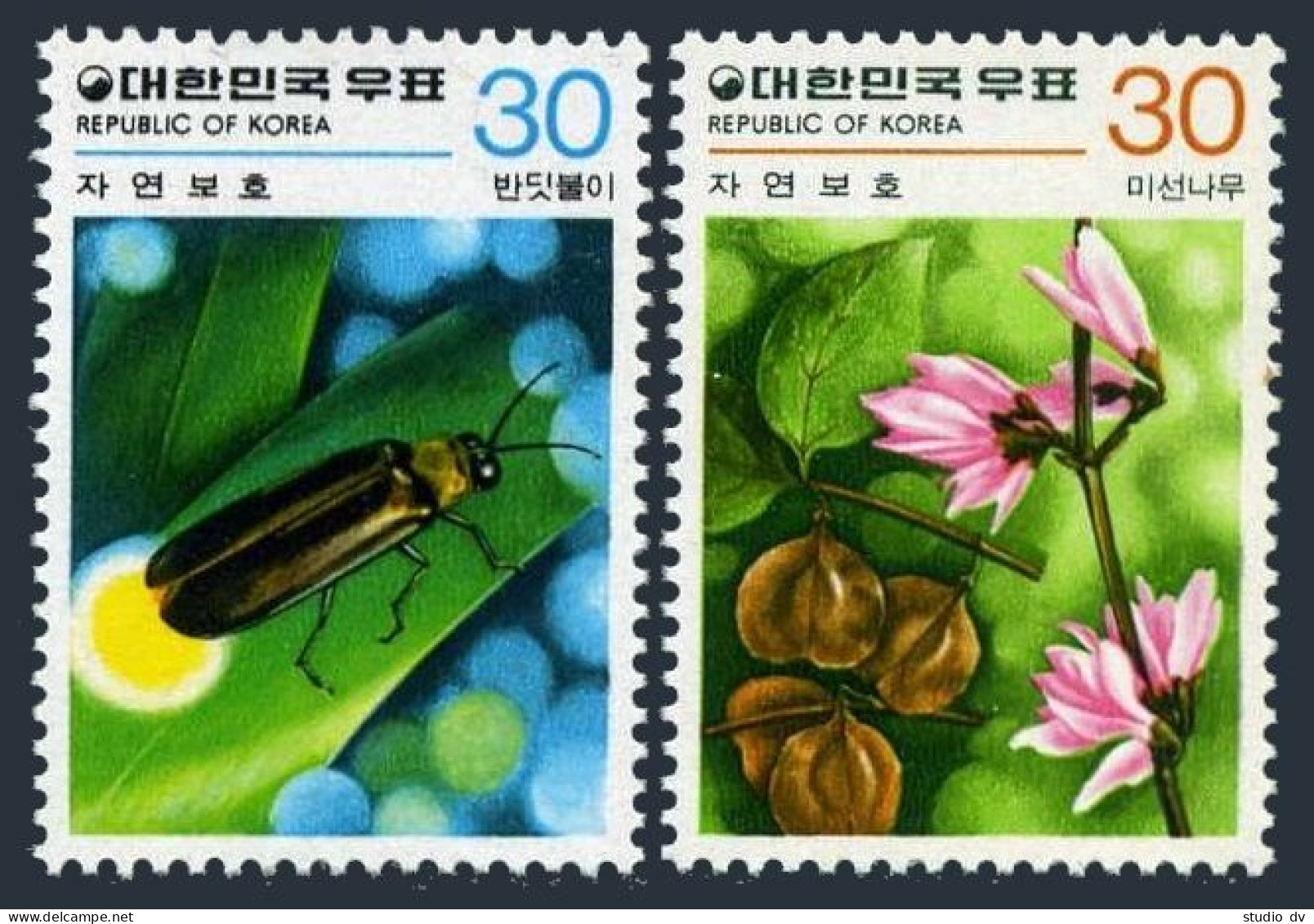 Korea 1157-1158, Hinged. Nature Conservation 1978. Firefly, Meesun Tree. - Corea Del Sur