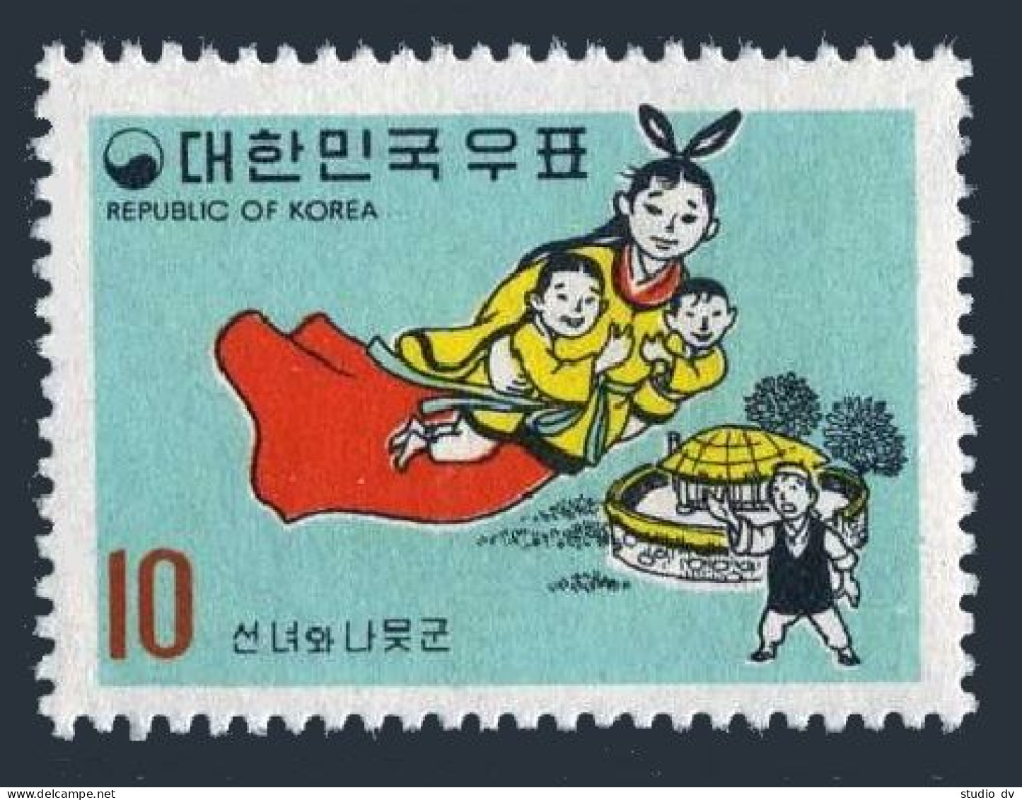 Korea South 678,MNH.Michel 704. Fable,1970. Wife Taking Children In Heaven. - Corea Del Sur