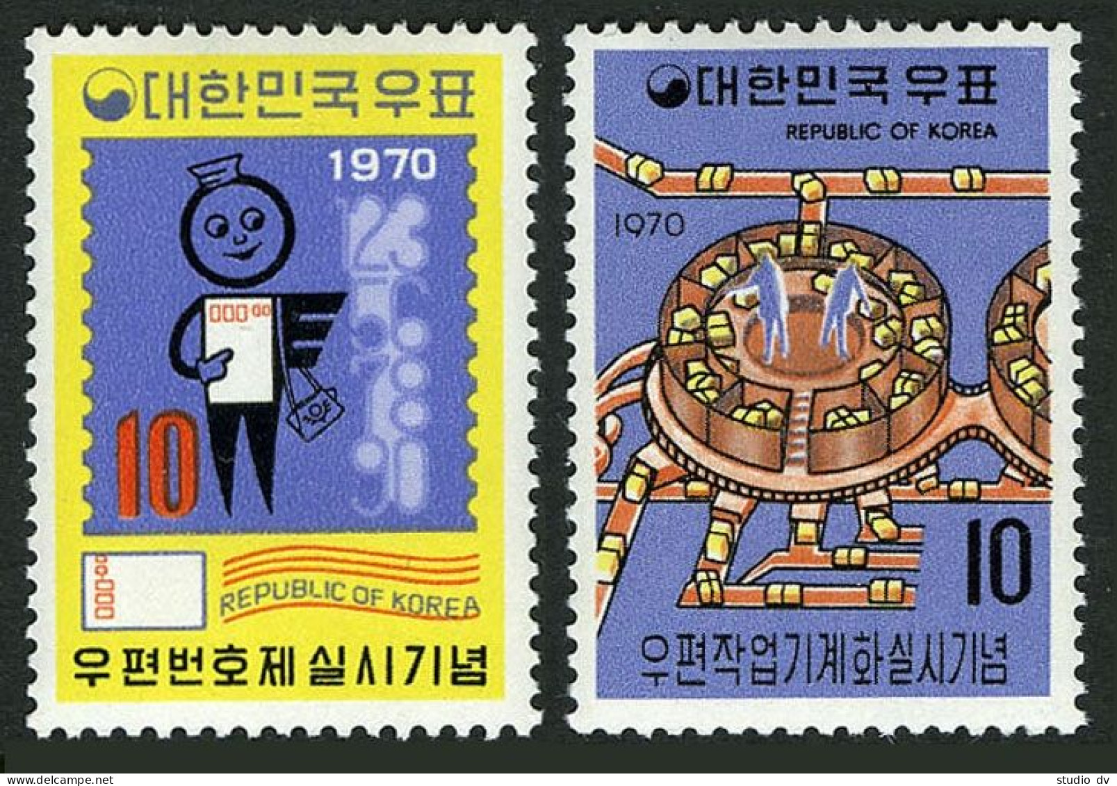 Korea South 712-713,MNH.Michel 722-723.Postal System,1970.Zone Numbers,Mechanization - Corea Del Sur