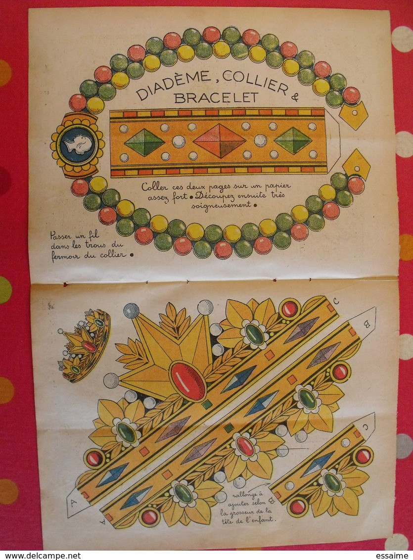 Découpage à Construire. Diadème, Collier Et Bracelets.bijoux De Carnaval. 1936 - Collections