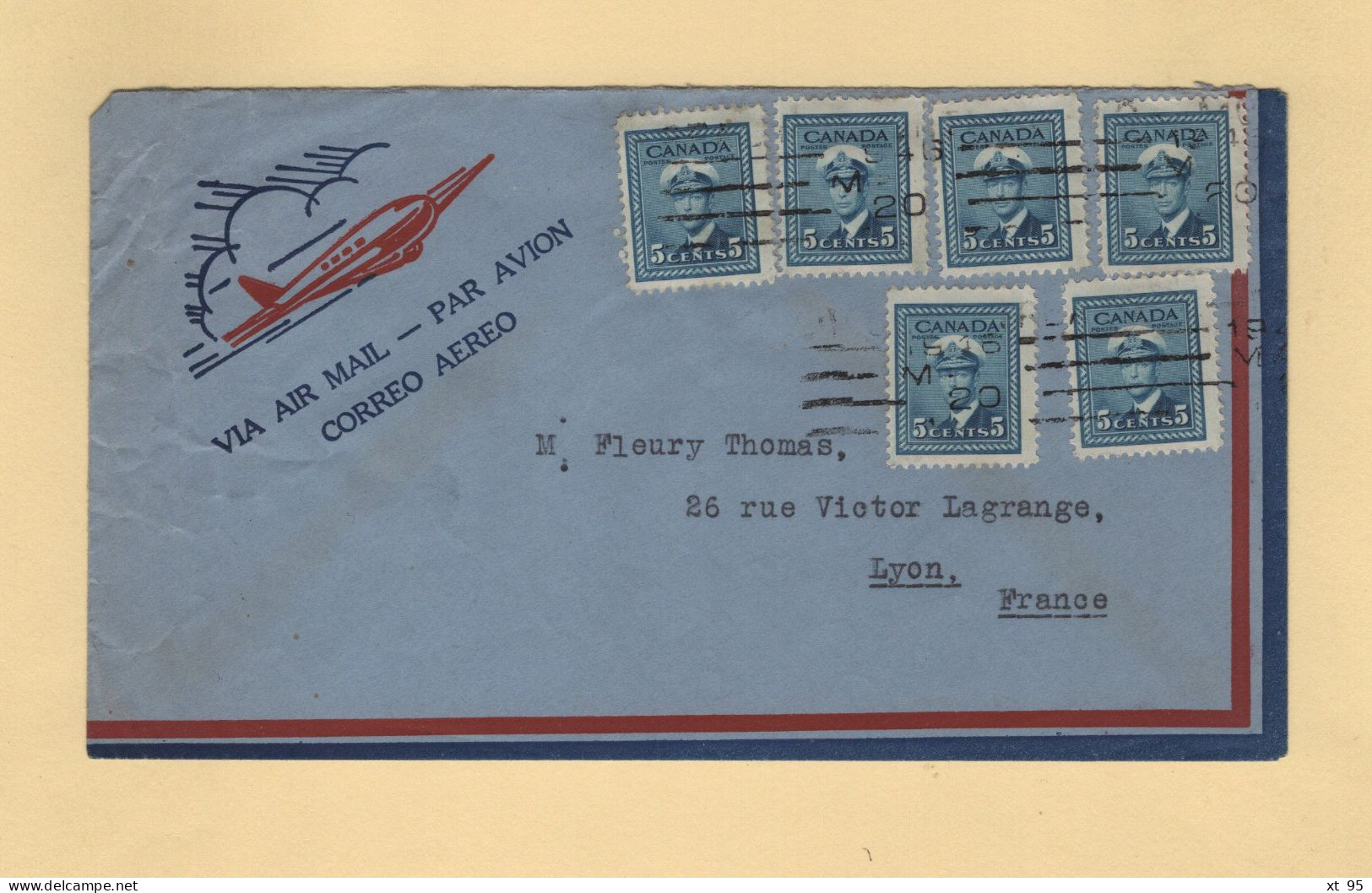 Canada - Par Avion Destination France - Lettres & Documents