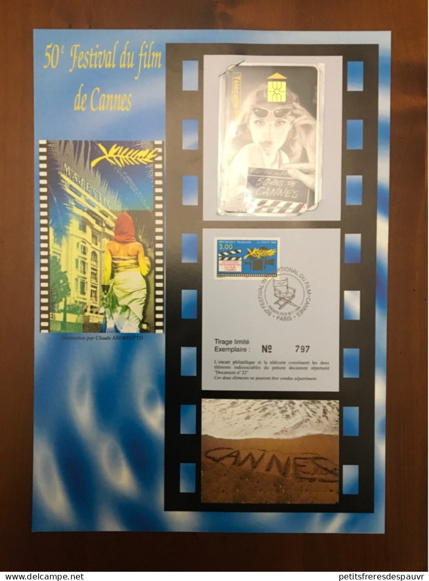 2 Télécartes Et Encarts Philatéliques Sur Le Cinéma : Festival De Cannes (1996) & Lumière (1995) - 1er Jour - Kino