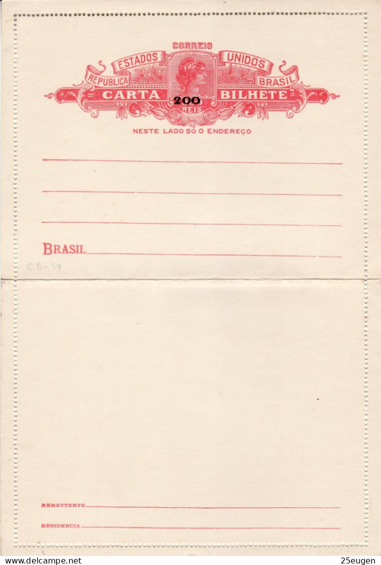 BRAZIL 1920+  CARD LETTER UNUSED - Interi Postali