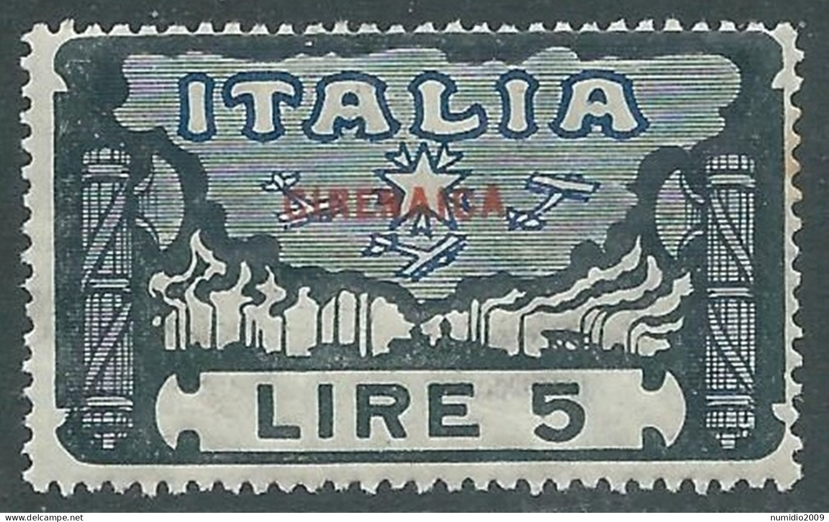 1923 CIRENAICA MARCIA SU ROMA 5 LIRE MNH ** - RA21-4 - Cirenaica