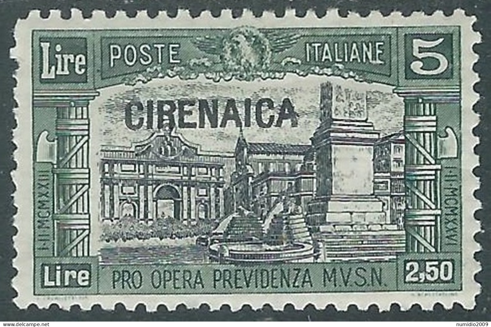 1927 CIRENAICA MILIZIA 5 LIRE MH * - RA21-6 - Cirenaica