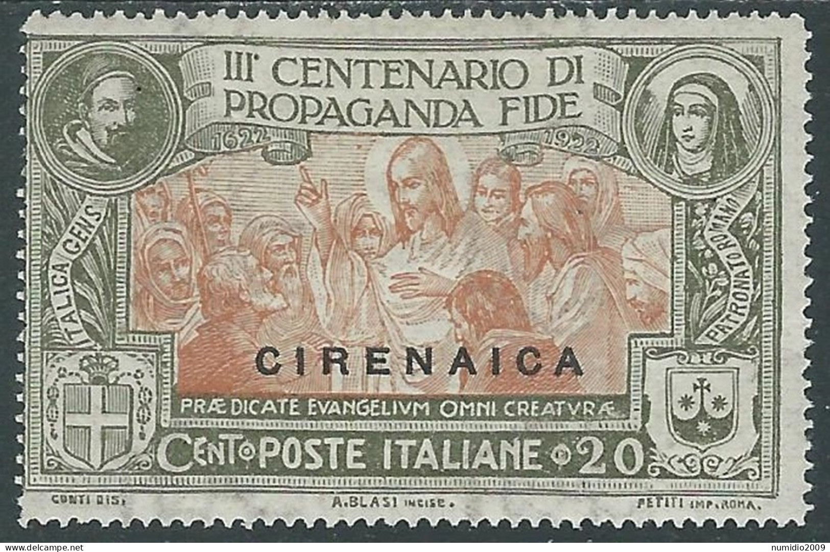 1923 CIRENAICA PROPAGANDA FIDE 20 CENT MH * - RA28-8 - Cirenaica