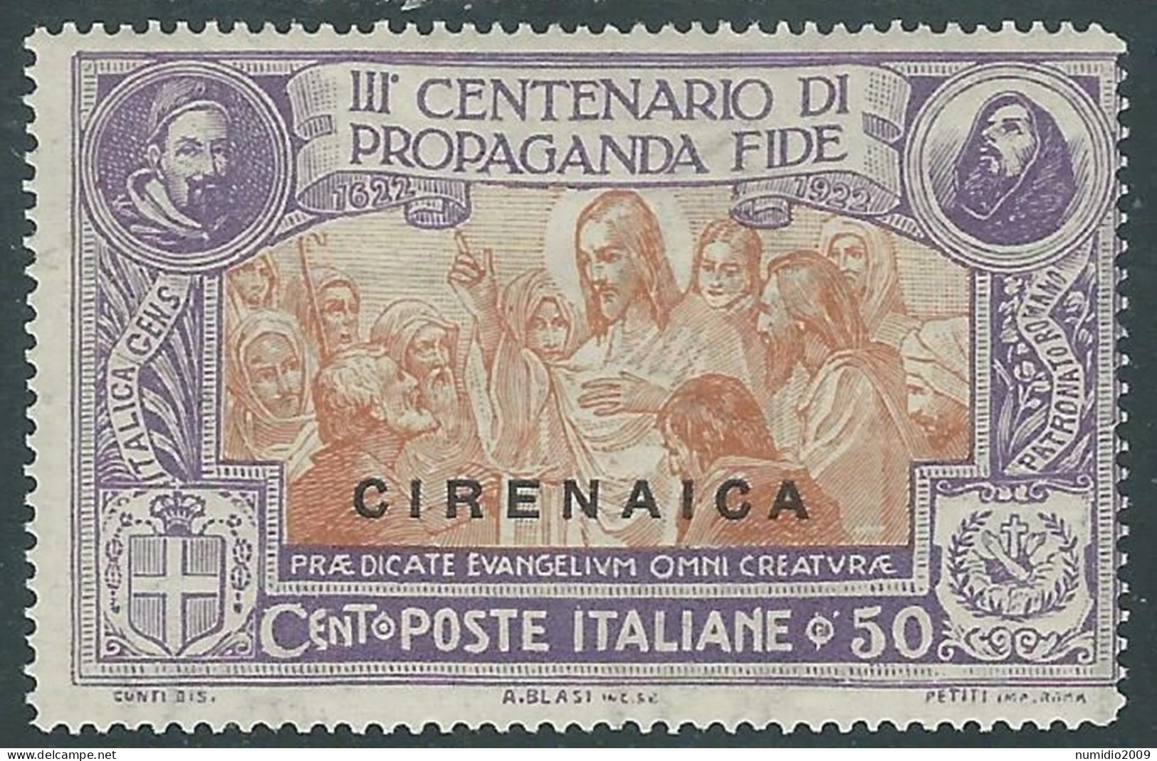 1923 CIRENAICA PROPAGANDA FIDE 50 CENT MH * - RA28-8 - Cirenaica