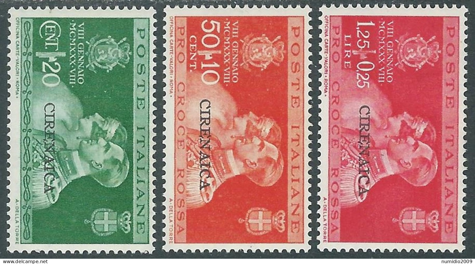 1930 CIRENAICA NOZZE 3 VALORI MH * - RA21-6 - Cirenaica