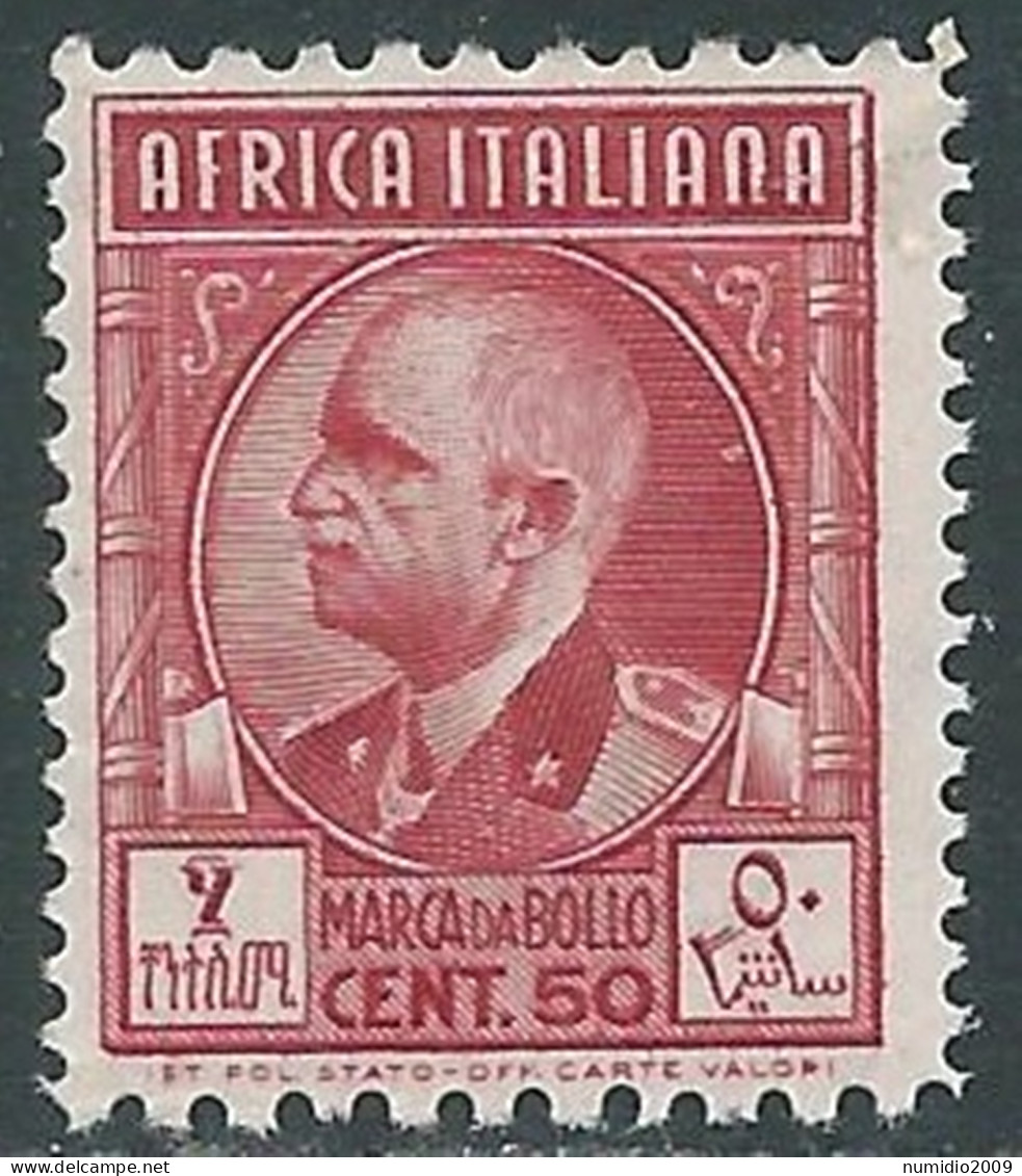 1939 AFRICA ITALIANA MARCA DA BOLLO 50 CENT MNH ** - RA26 - Africa Oriental Italiana