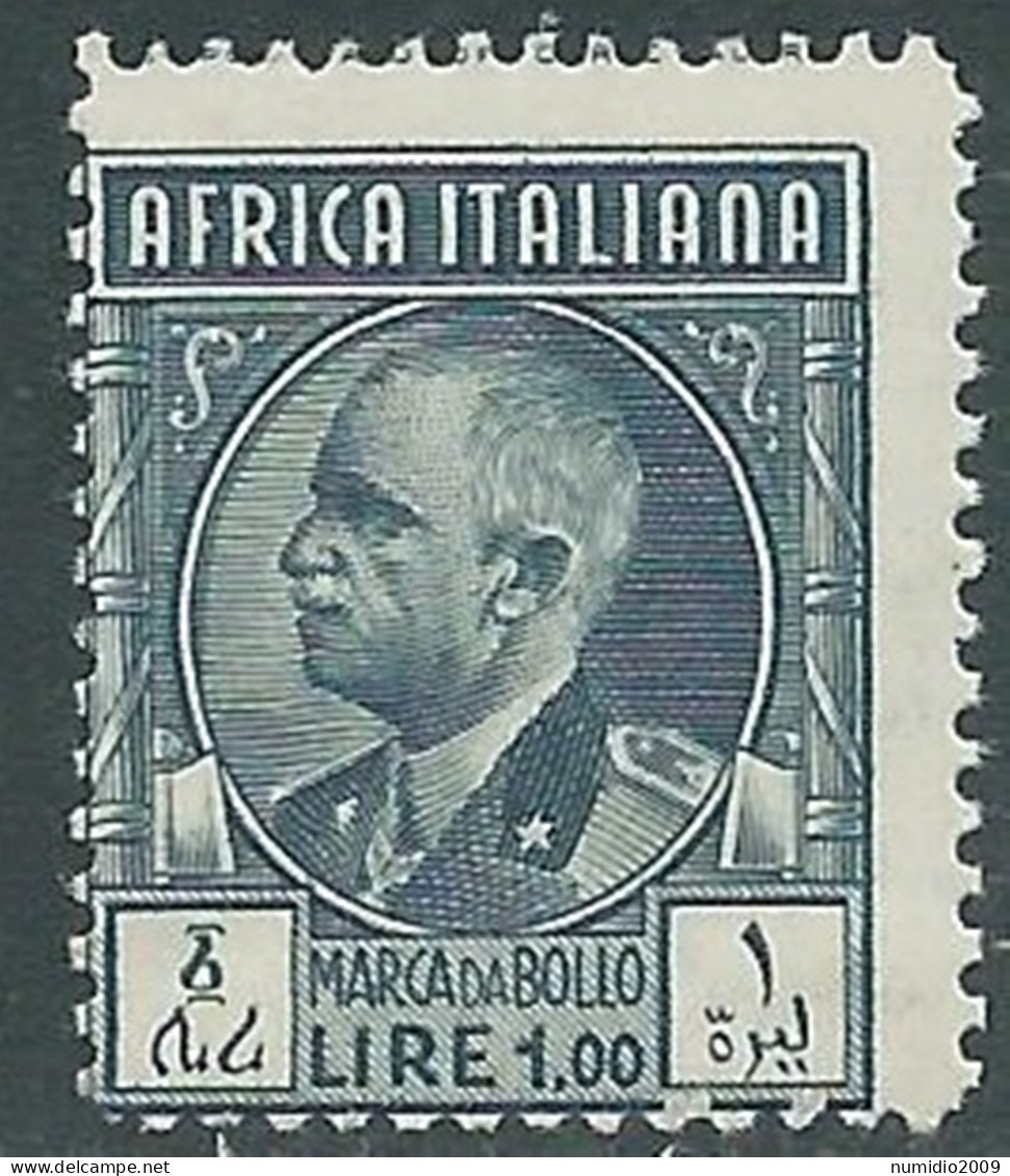 1939 AFRICA ITALIANA MARCA DA BOLLO 1 LIRA MNH ** - RA20-3 - Italiaans Oost-Afrika