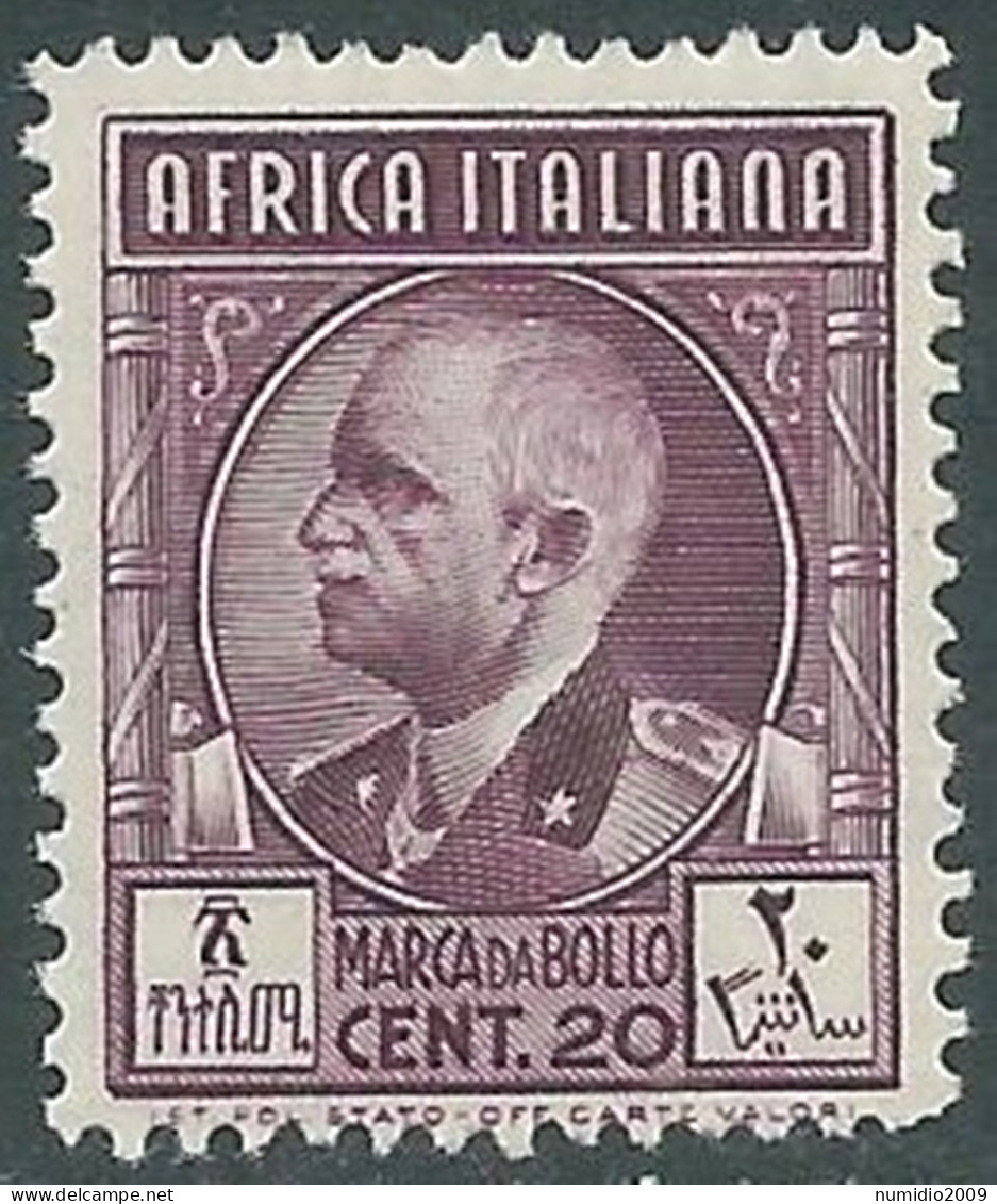 1939 AFRICA ITALIANA MARCA DA BOLLO 20 CENT MNH ** - RA20-3 - Italian Eastern Africa