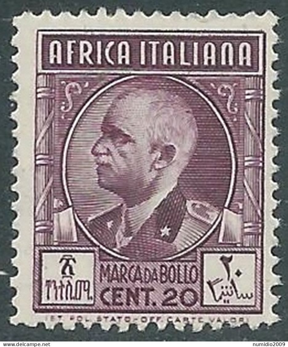 1939 AFRICA ITALIANA MARCA DA BOLLO 20 CENT MNH ** - RA20 - Africa Oriental Italiana