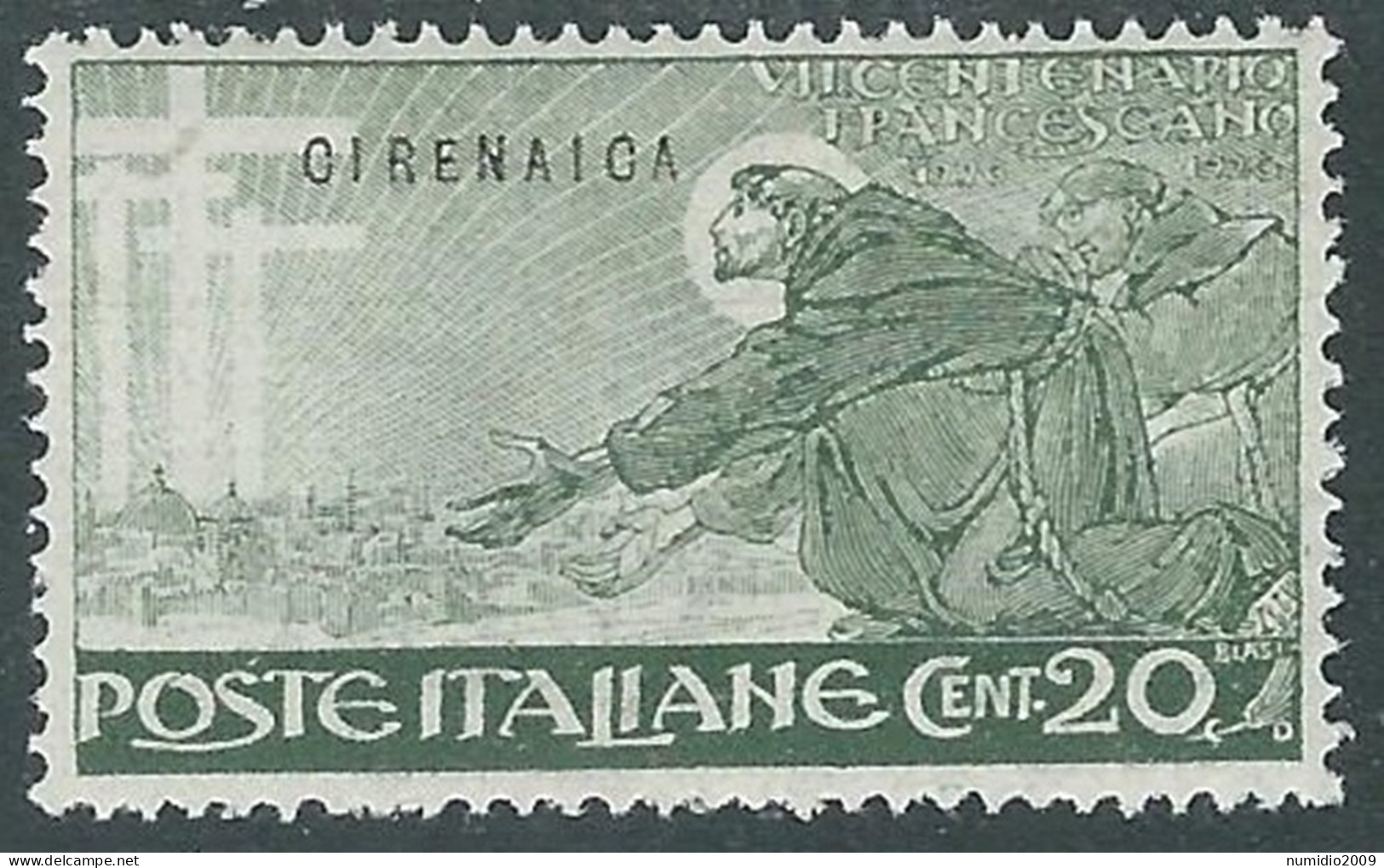 1926 CIRENAICA S. FRANCESCO 20 CENT MH * - RA21-4 - Cirenaica
