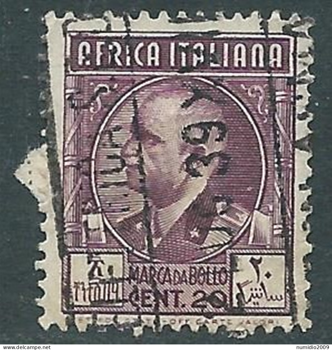 1939 AFRICA ITALIANA USATO MARCA DA BOLLO 20 CENT - RA20-2 - Italienisch Ost-Afrika