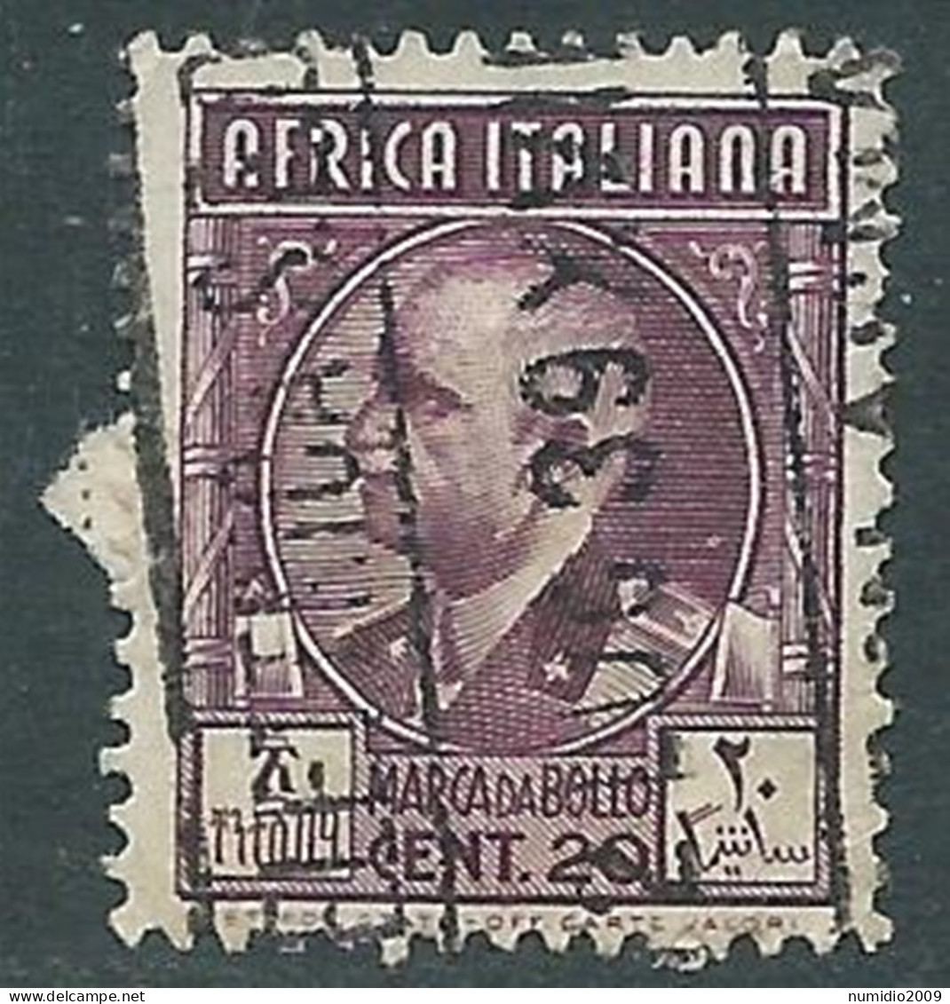 1939 AFRICA ITALIANA USATO MARCA DA BOLLO 20 CENT - RA20-2 - Afrique Orientale Italienne