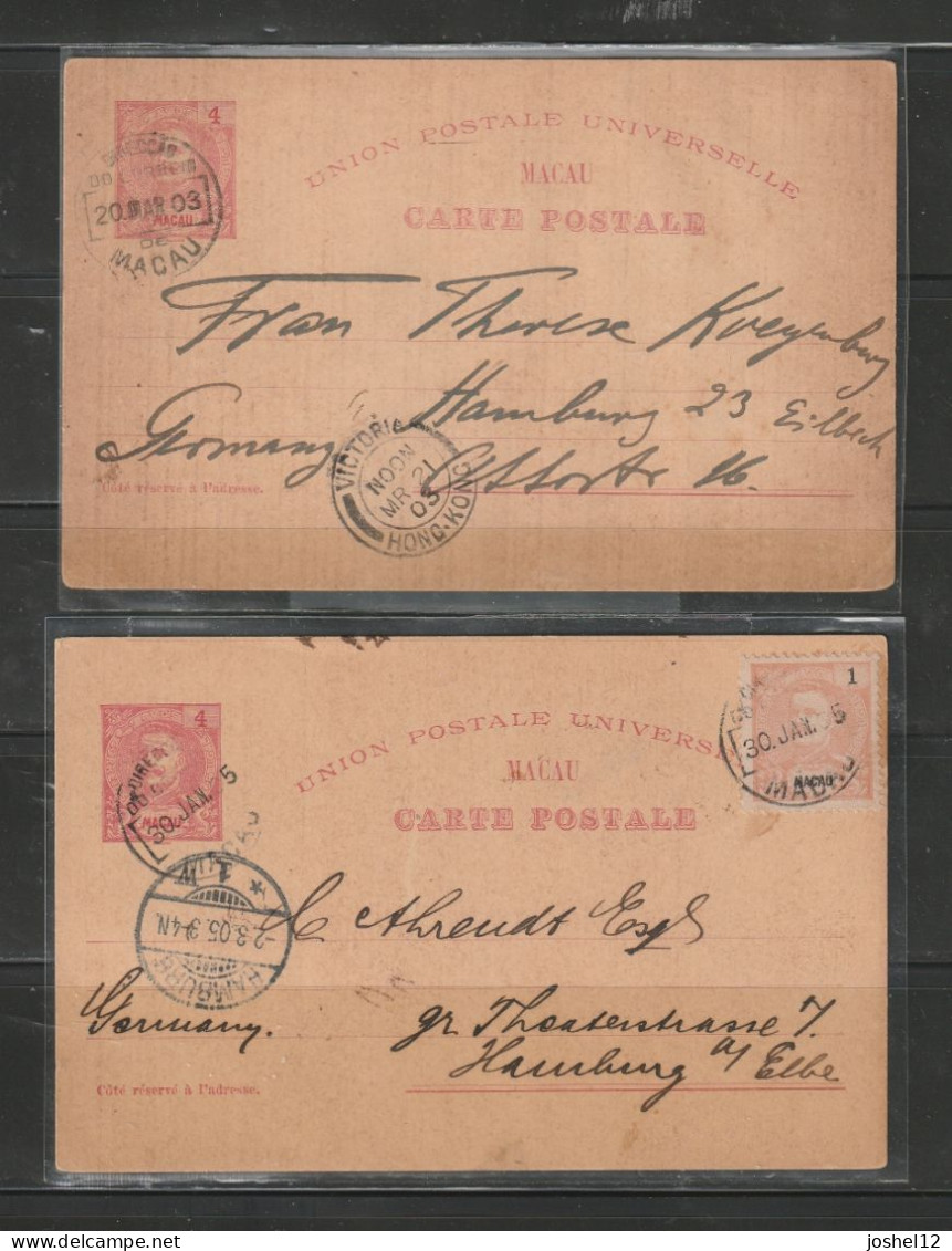 Macau Macao 1903 Carlos 4a 3 Single Cards. Used - Covers & Documents