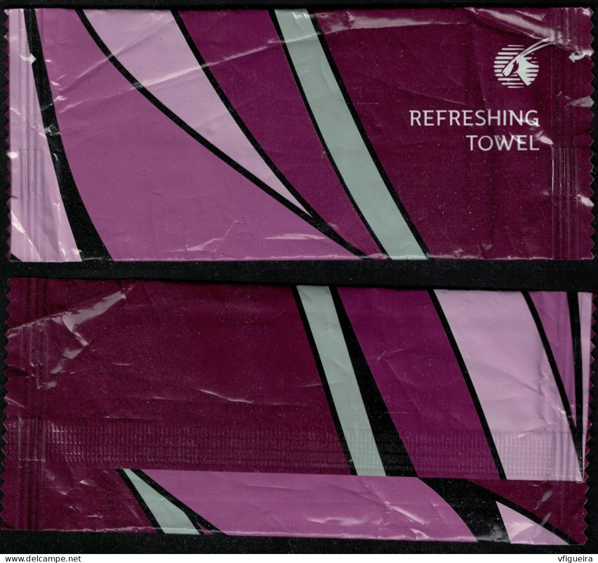 Qatar Airways Pochette Traveller Refreshing Towel Serviette Rafraîchissante - Werbung