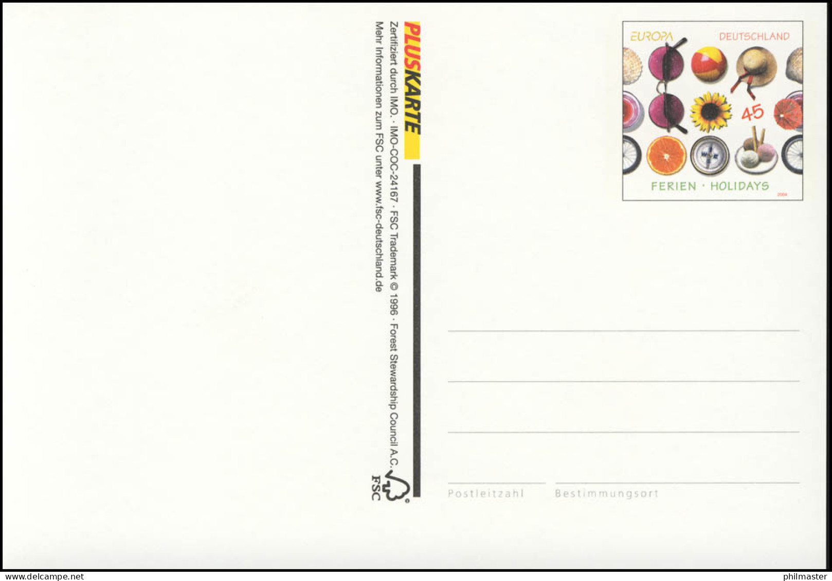 PSo 88II EUROPA 2004, Ohne Absender Mit FSC-Hinweis, ** - Cartoline - Nuovi