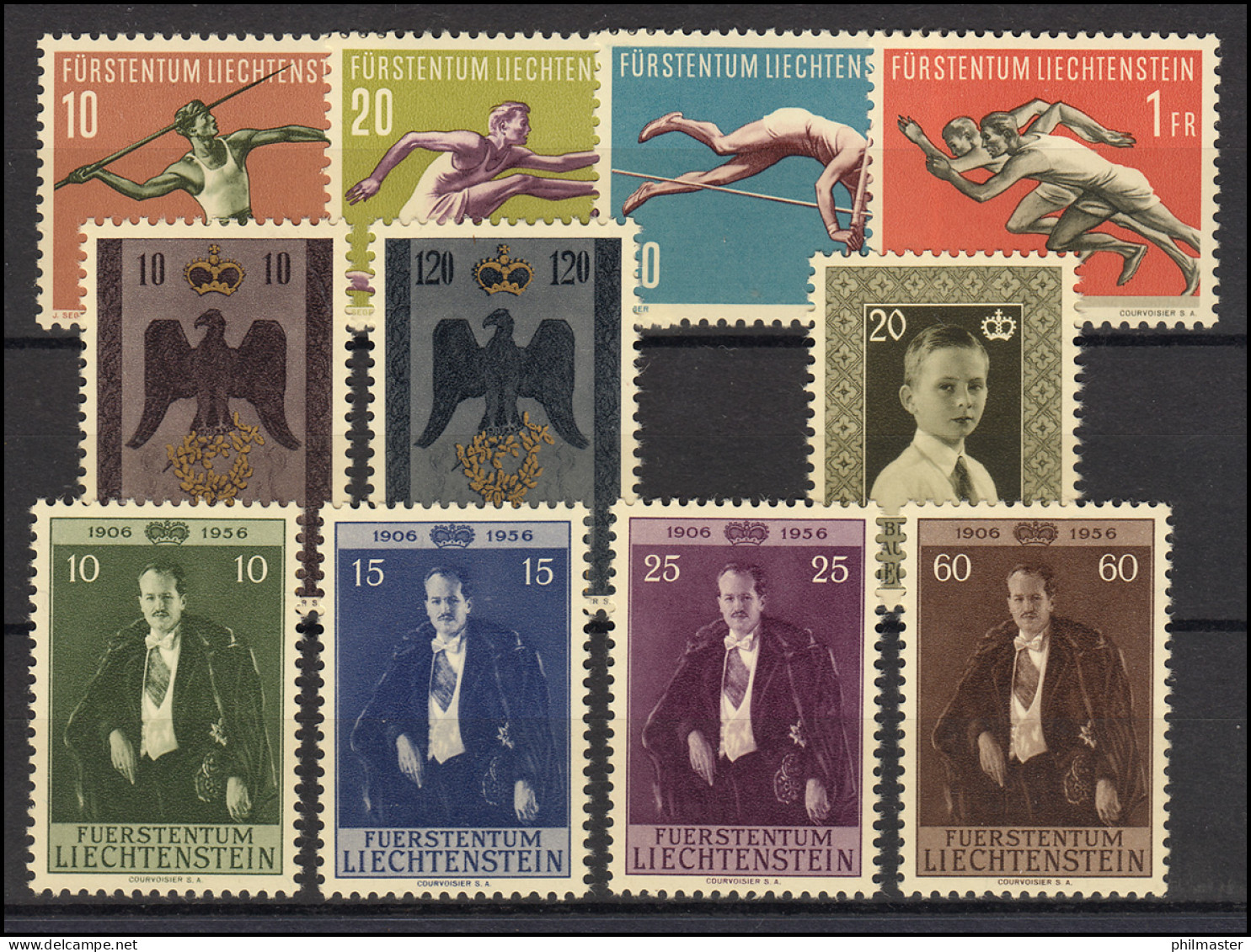 342-352 Liechtenstein-Jahrgang 1956 Komplett, Postfrisch - Ungebraucht