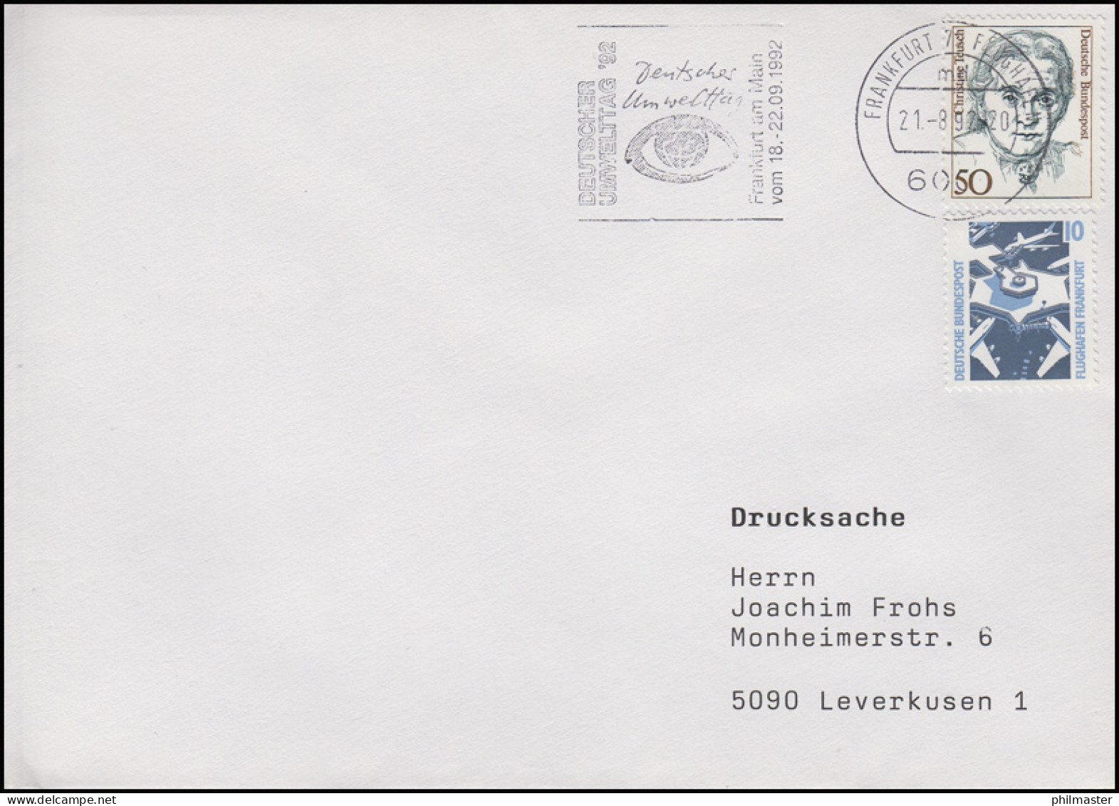 Deutscher Umwelttag Globus Frankfurt/Main 1992, Drucksache Frankfurt/M. 21.8.92 - Environment & Climate Protection