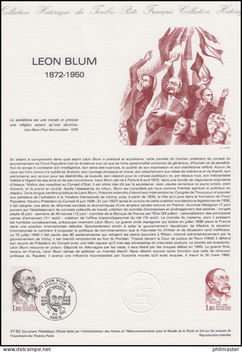 Collection Historique: Politiker Léon Blum 18.12.1982 - Révolution Française