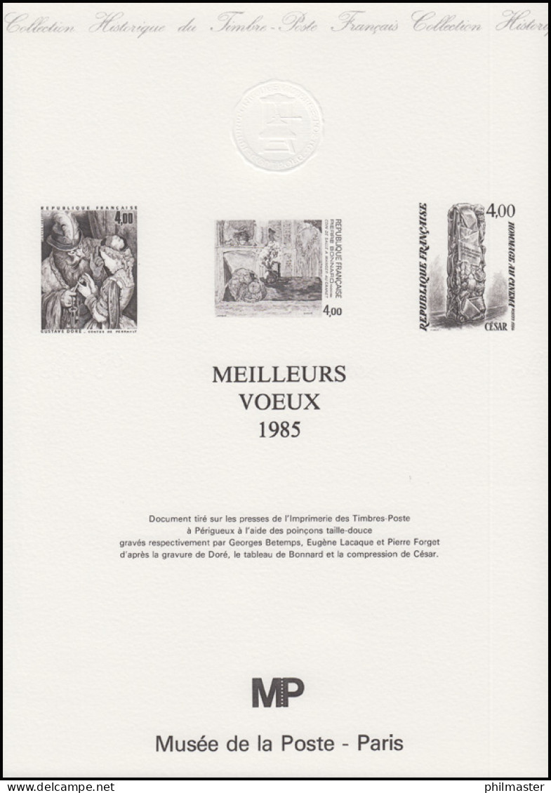 Collection Historique: Jahresgabe Postmuseum Paris / Meilleurs Voeux 1985  - Post