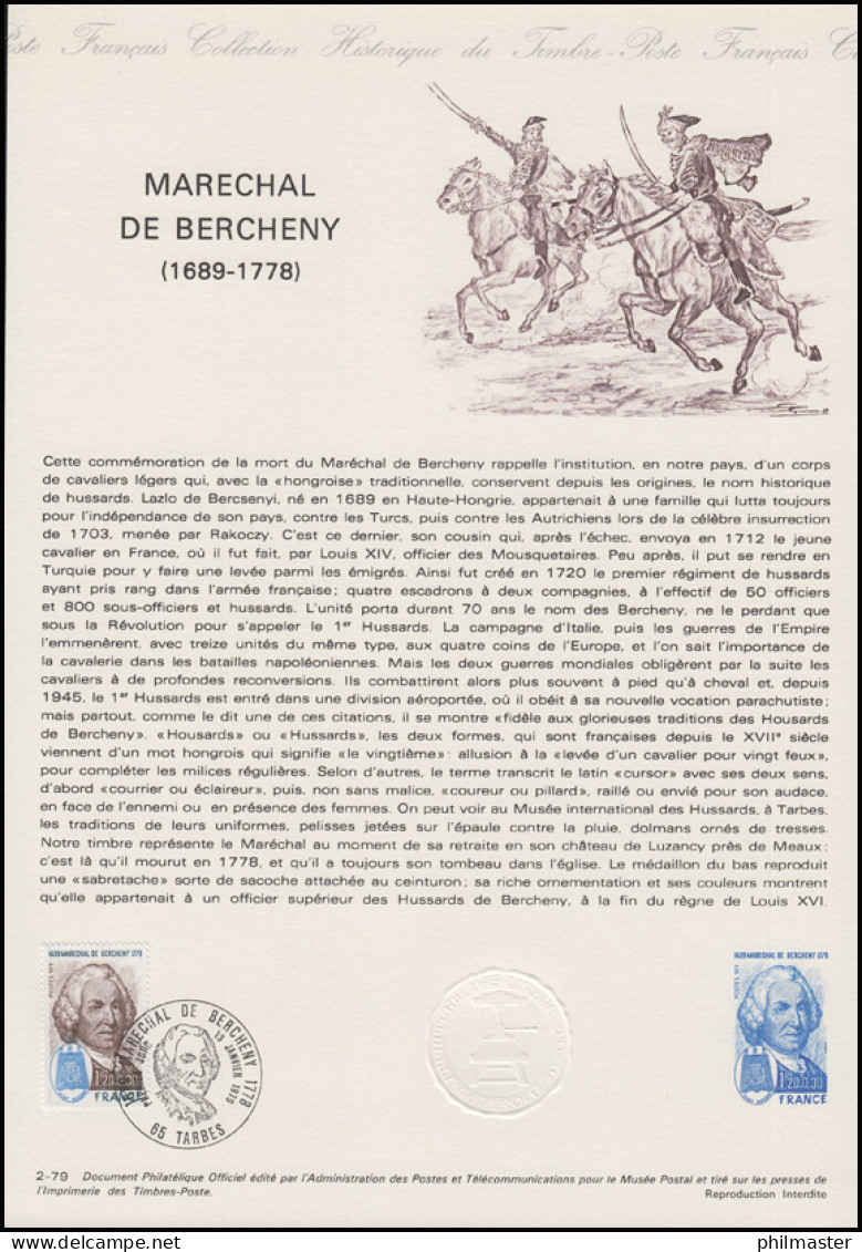 Collection Historique: Marschall Ladislas Bercheny & Husarenregiment 13.1.1979 - Franz. Revolution
