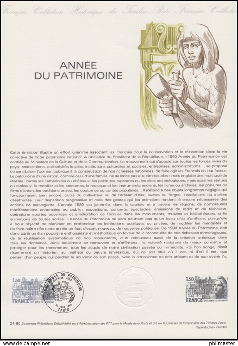 Collection Historique: Année Du Patrimoine / Kulturerbejahr 21.6.1980 - UNESCO