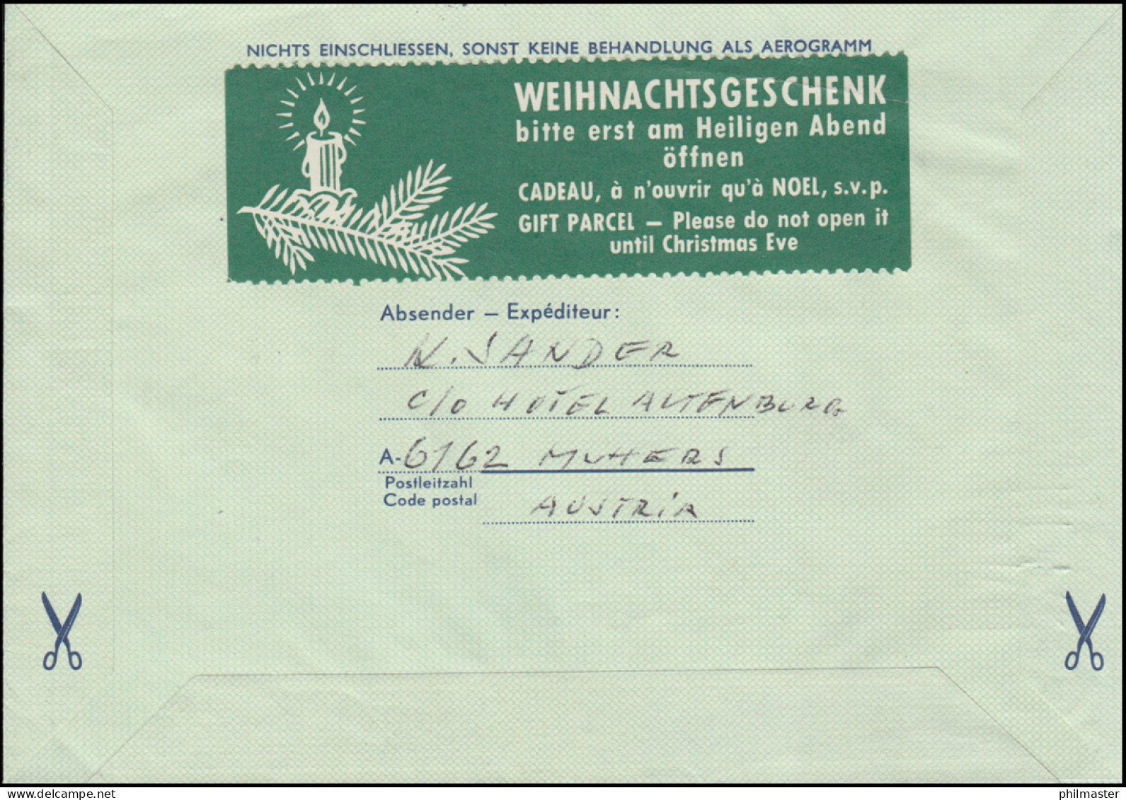 Österreich Aerogramme LF 19 Mit SSt CHRISTKINDL Engel Mit Flöte 22.12.1984 - Cristianismo