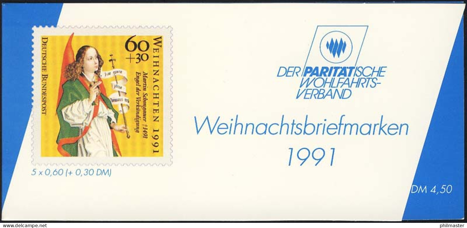 DPWV/Weihnachten 1991 Engel Der Verkündung 60 Pf, 5x1578, Postfrisch - Cristianismo