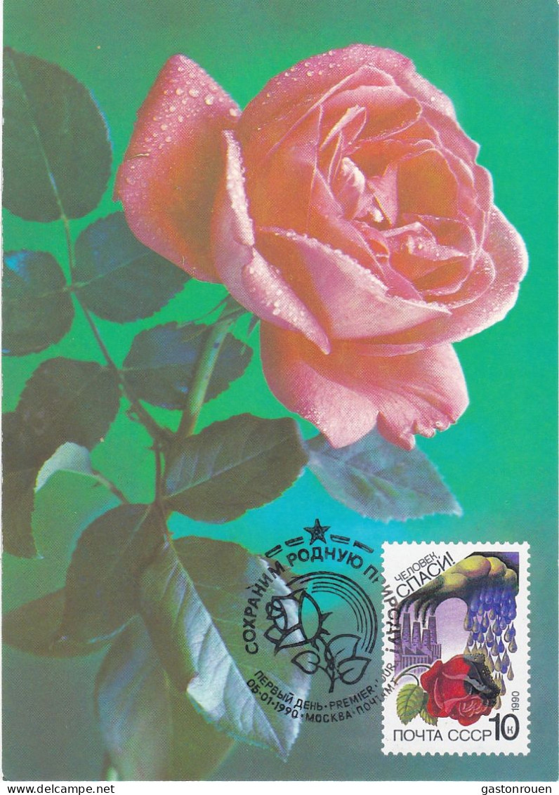 Carte Maximum URSS Russie Russia Fleur Flower Rose 5705 - Maximum Cards