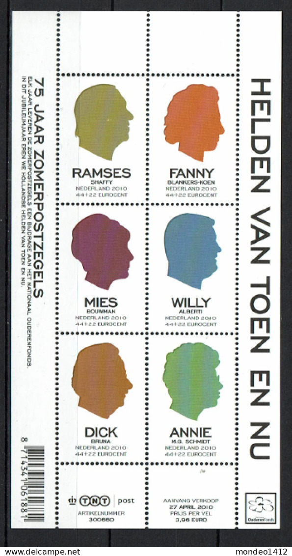Nederland 2010 - NVPH 2716 - Blok Block - Vel Zomerzegels - Helden Van Toen En Nu  - MNH - Unused Stamps