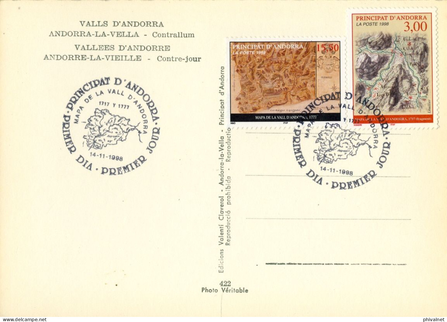 1998 , ED. 529 / 530 - MAPAS DEL PRINCIPADO , MAT. PRIMER DIA , FDC , ANDORRA FRANCESA - FDC