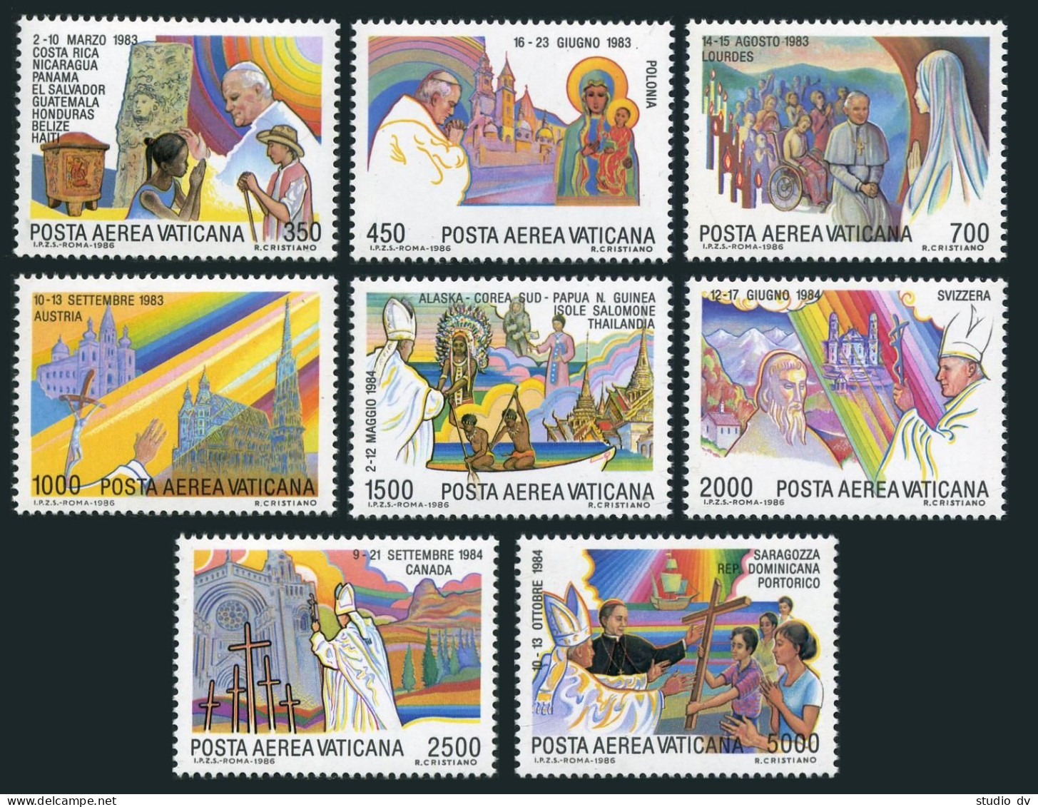 Vatican C75-C82,MNH.Michel 899-906. Journeys Of Pope John Paul II,1983-1984. - Airmail