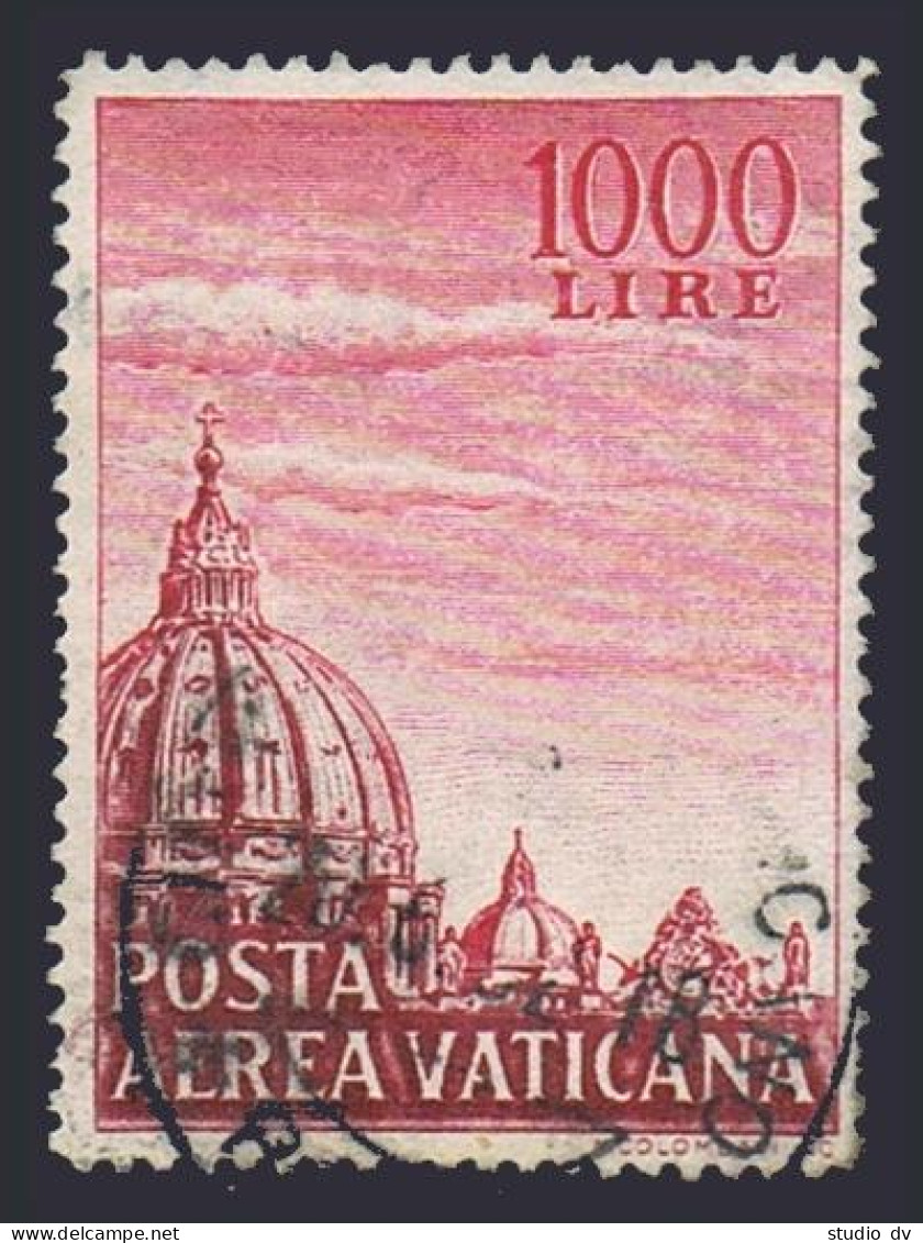 Vatican C34 Perf 13.5, Used. Dome Of St Peter's Basilica, 1958. - Poste Aérienne