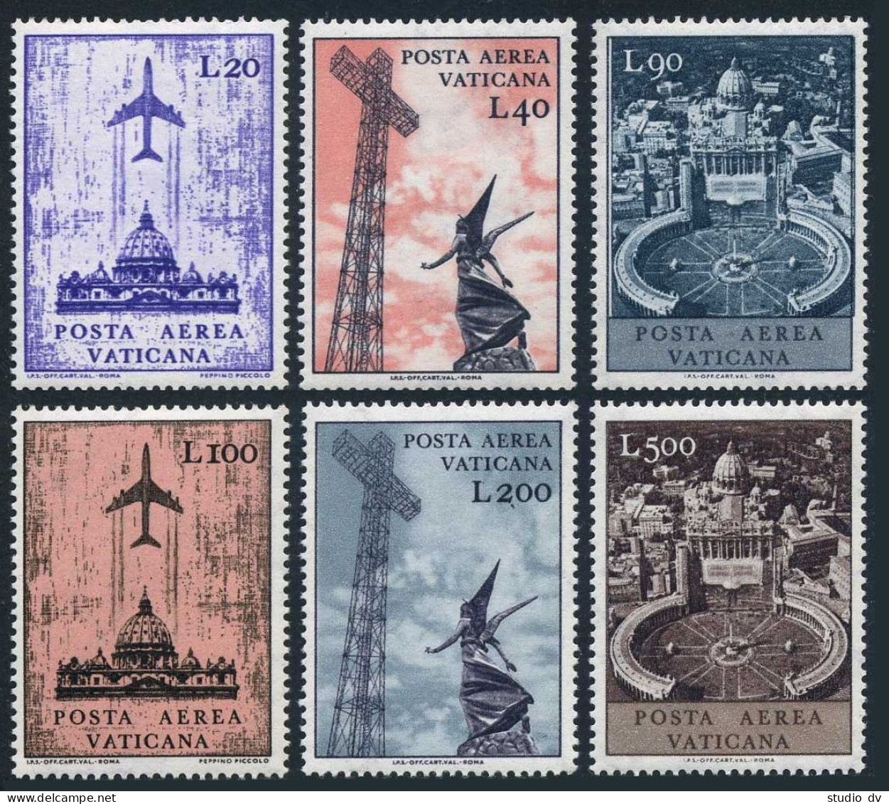 Vatican C47-C52 Blocks/4,MNH.Michel 517-522. Ariel View Of Vatican City,1967. - Aéreo