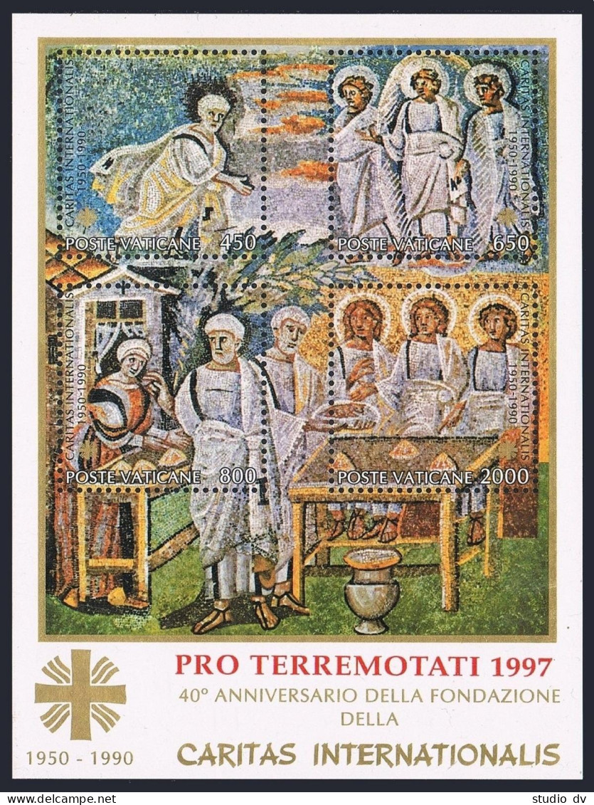 Vatican 857 PRO TERREMOTATI 1997, MNH. Michel Bl.12-I. Caritas International, 40. - Neufs