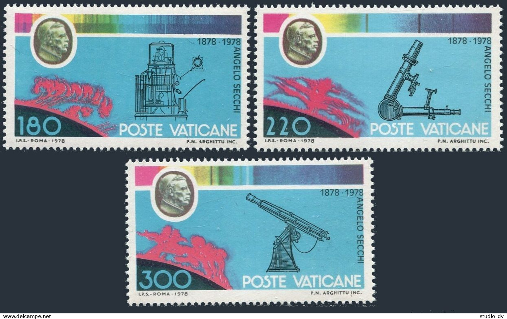 Vatican 654-656, MNH. Michel 745-747. Father Angrlo Secchi ,astronomer. 1979. - Nuevos