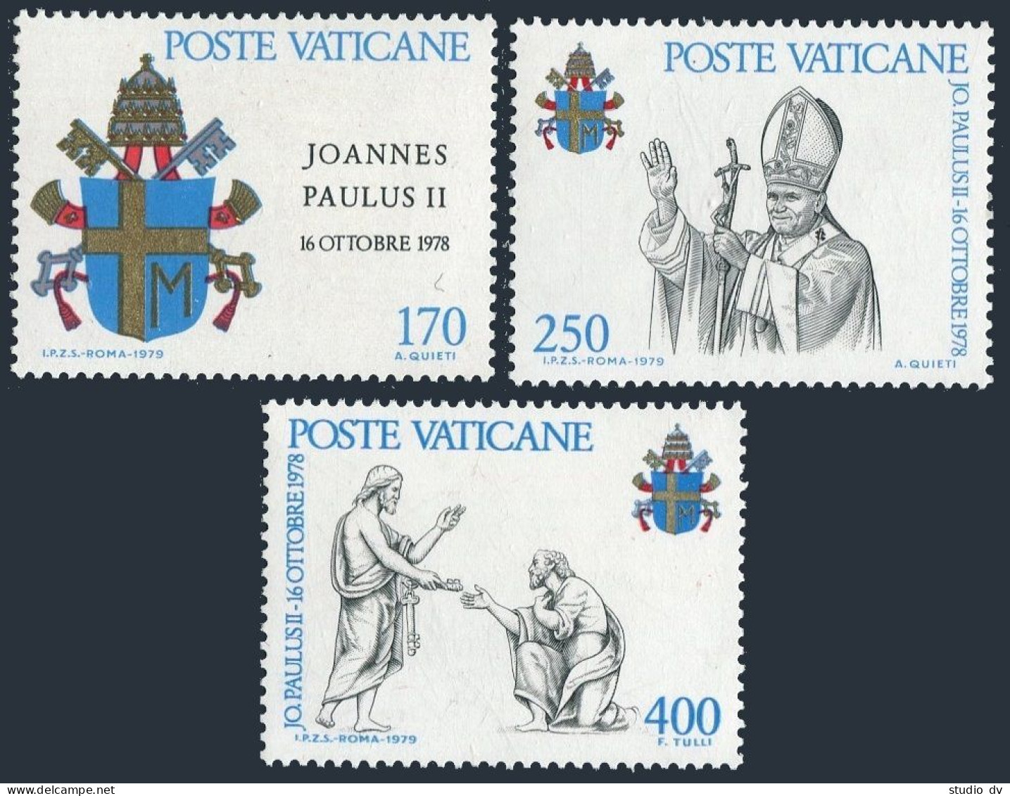 Vatican 645-647 Blocks/4,MNH.Michel 736-738. Pope John Paul II.St Peter's Keys. - Nuevos