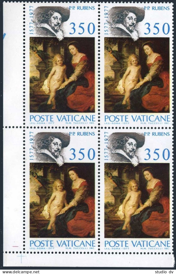 Vatican 629 Block/4, MNH. Michel 717. Madonna With Parrot. Rubens,400th Birth, 1977. - Neufs
