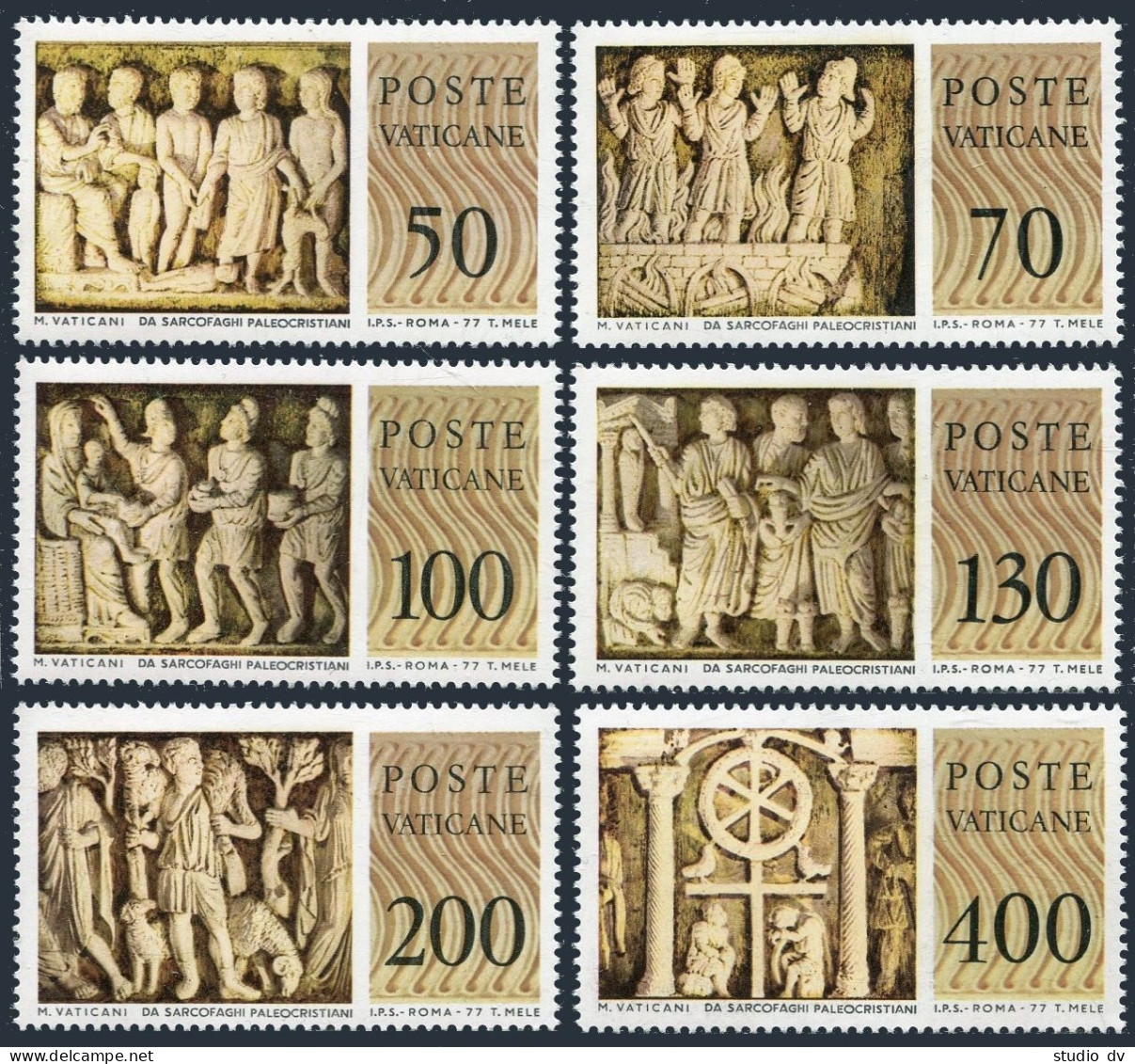 Vatican 623-628 Blocks/4,MNH. Michel 711-716. Christmas 1977.Roman Bas-reliefs,1977. - Nuovi