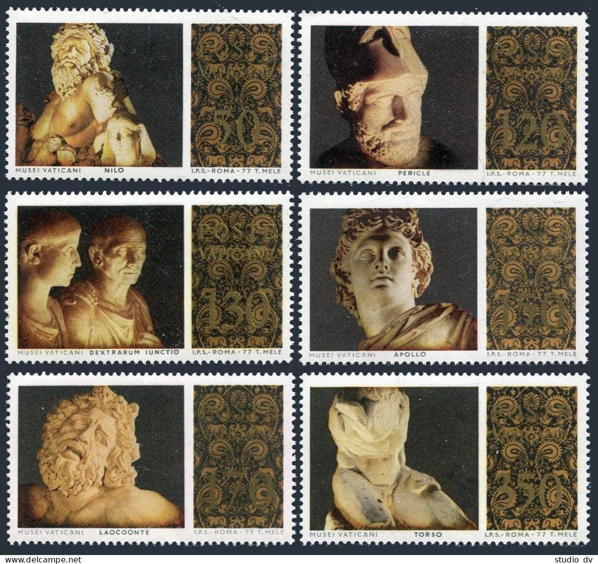 Vatican 617-622 Bl./4,MNH. Michel 705-710. Roman Sculptures In Vatican Museums,1977. - Neufs