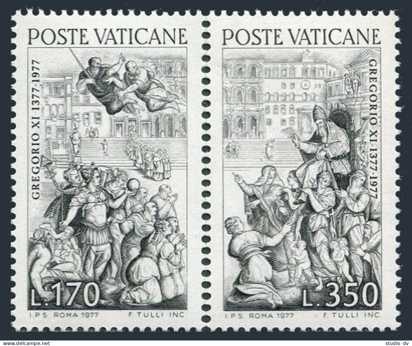 Vatican 613-614a, MNH. Michel 701-702. Pope Gregory XI. Giorgio Vasari, 1977. - Neufs