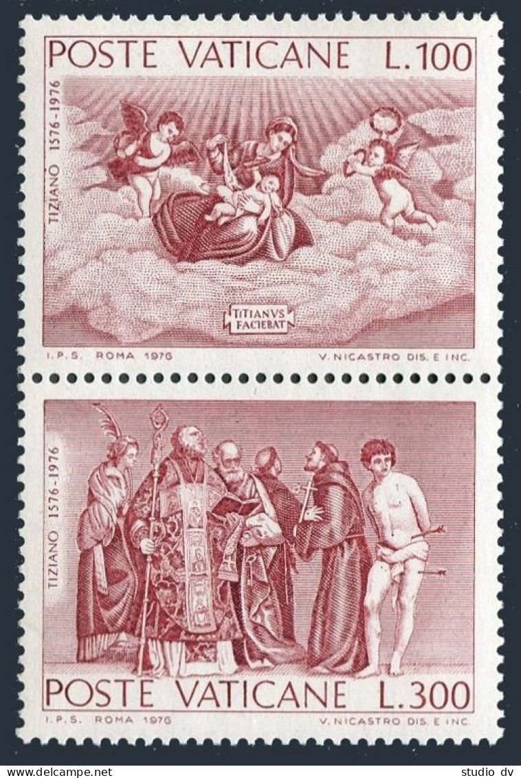 Vatican 590-591a, MNH. Michel 678-679. Titian,400, 1976. Madonna In Glory. - Nuovi