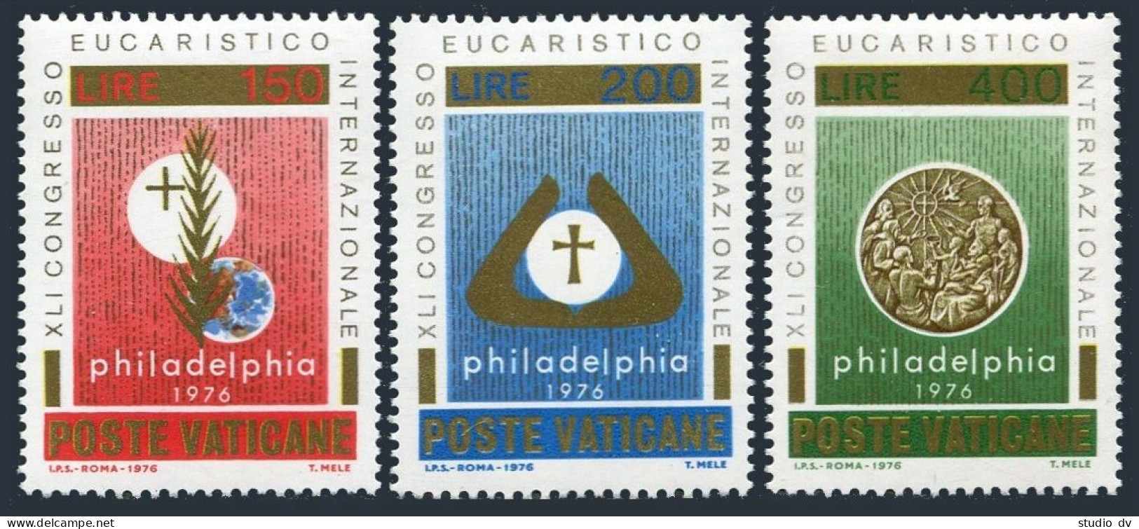 Vatican 592-594, MNH. Michel 680-682. Eucharistic Congress, Philadelphia, 1976. - Nuevos