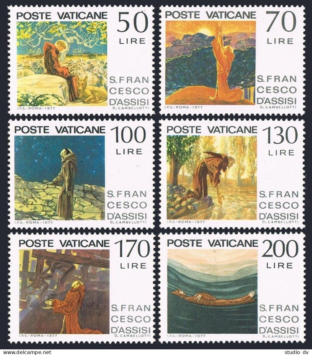 Vatican 607-612,MNH.Michel 695-700. St Francis Of Assisi,750th Death Ann.1977. - Nuevos