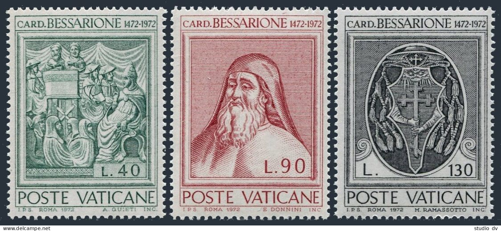 Vatican 528-530,MNH.Michel 610-612.Johannes Cardinal Bessarion,Patriarch,1972 - Nuovi