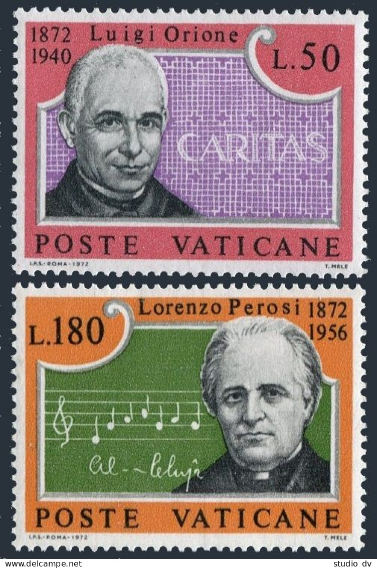 Vatican 526-527 Bl./4,MNH.Michel 613-614. Luigi Orione; Lorenso Perosi,composer,1972 - Nuevos